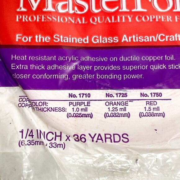 Lot of 2 Venture Tape Master Foil Plus Stained Glass Art 1/4 Inch x 36 Yards - Picture 4 of 4